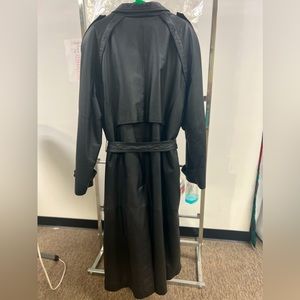 Charles Klein black Full length leather trench coat lightly used great condition